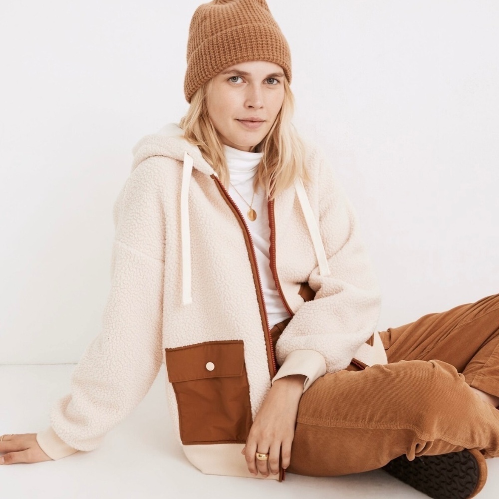 Madewell (Re) Sourced Fleece Hooded Zip Front Jacket